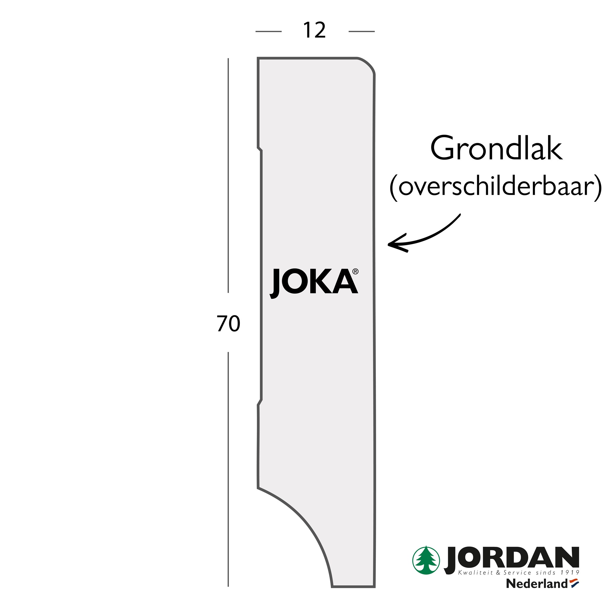 Afbeelding van MDF JK NL Plint V313 12x70x2440mm Grondlak Wit | 10stf=24,4mtr