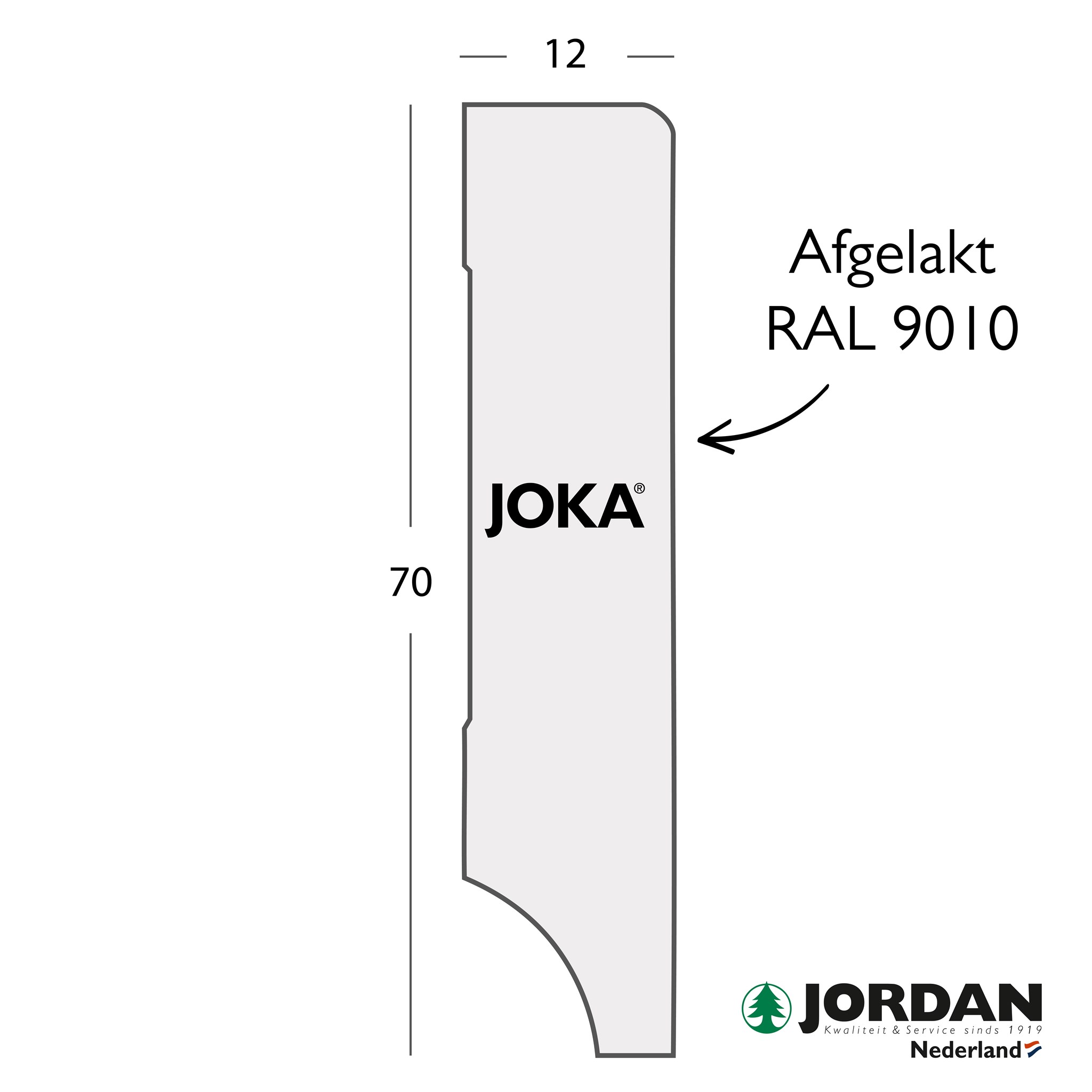 Afbeelding van MDF JK NL Plint V313 12x70x2440mm RAL 9010 | 10stf=24,4mtr