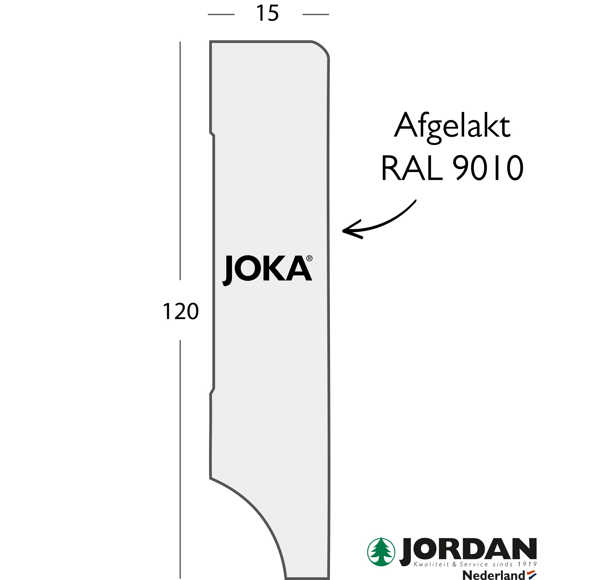 Afbeelding van MDF JK NL Plint V313 15x120x2440mm RAL 9010 | 5stf=12,2mtr