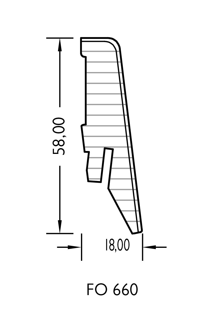 Afbeelding van JOKA Plint 18x58mm folie (FO) profiel #660 FO8860 FO NU10 2400x18x58mm