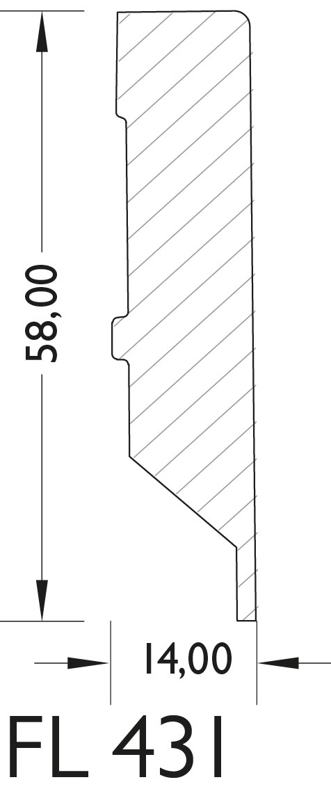 Afbeelding van JOKA Plint 14x58 mm AQUA CUBE Profiel #431 met Hotcoating DL377 2,4mtr