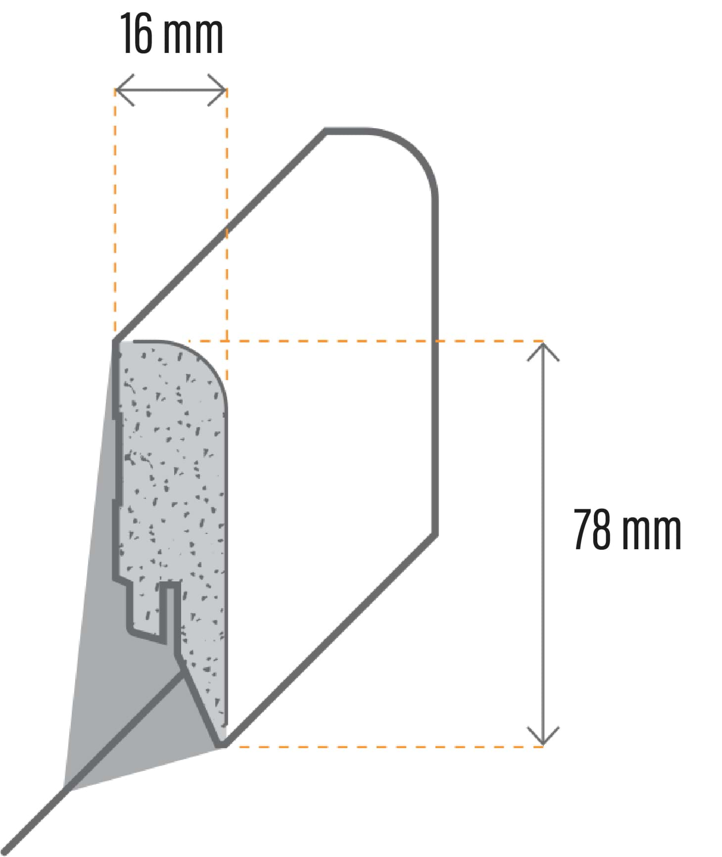 Afbeelding van MDF plint 16x78x2500 grondeerfolie wit Modern (afgerond) 5staaf (250) UITLOPEND