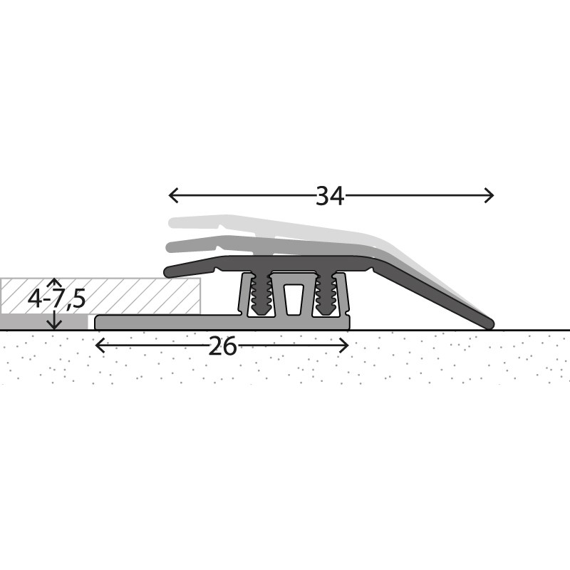 Afbeelding van Aanpassingprofiel (N) PVC 34mm Zilver 4-75mm 270cm - nr. 323 | 3232011270