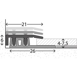 Afbeelding van Afsluitprofiel (N) PVC 21mm Edelstaal-Mat 4-7,5mm 270cm - nr. 324
