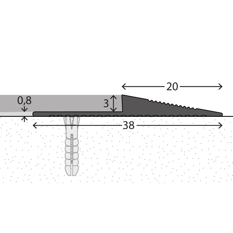 Afbeelding van Opritprofiel (N) 169 38x4mm Edelstaal-Mat 250cm - nr. 169 | 1691314250