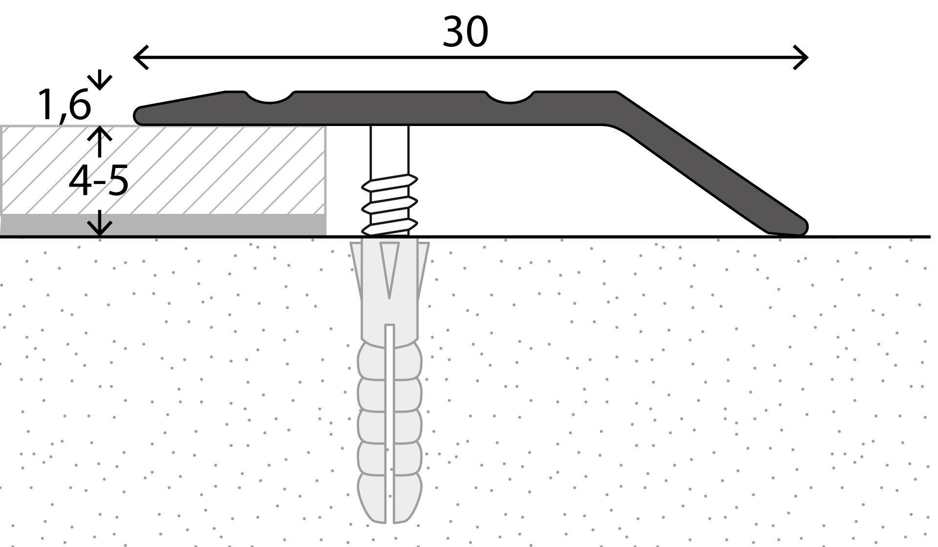 Afbeelding van Afdekstrip voet 4mm Schroef Zilver 10x270cm - nr. 145 | 1452311270