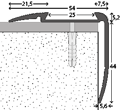 Afbeelding van Trapkant Zilver z. inleg 54 x 44 extra lang 10x300cm - nr. 194