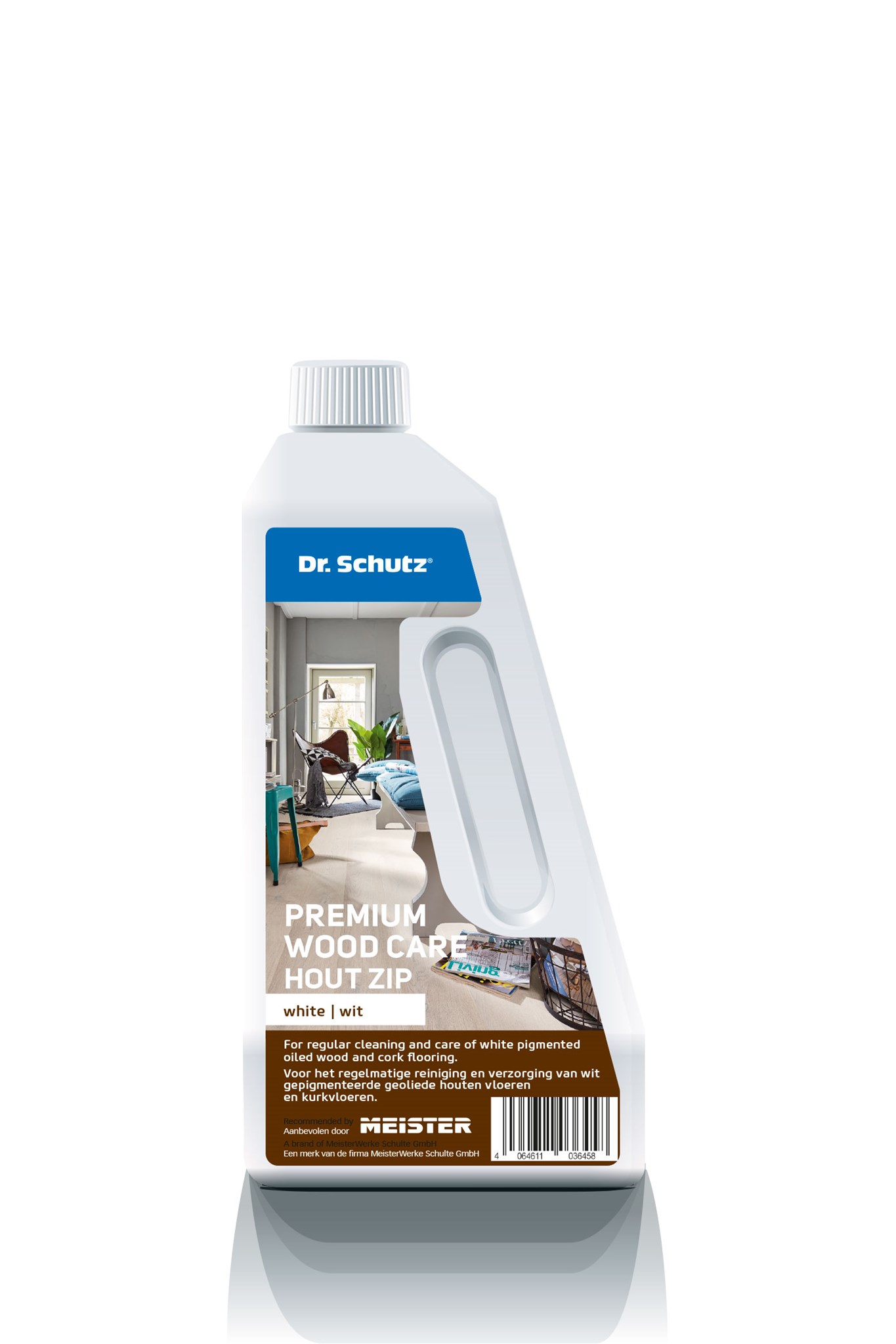 Afbeelding van Dr. Schutz PREMIUM Houtzeep Wit WOOD CARE voor UV- & Natuur geolied Longlife parket 6x750ml