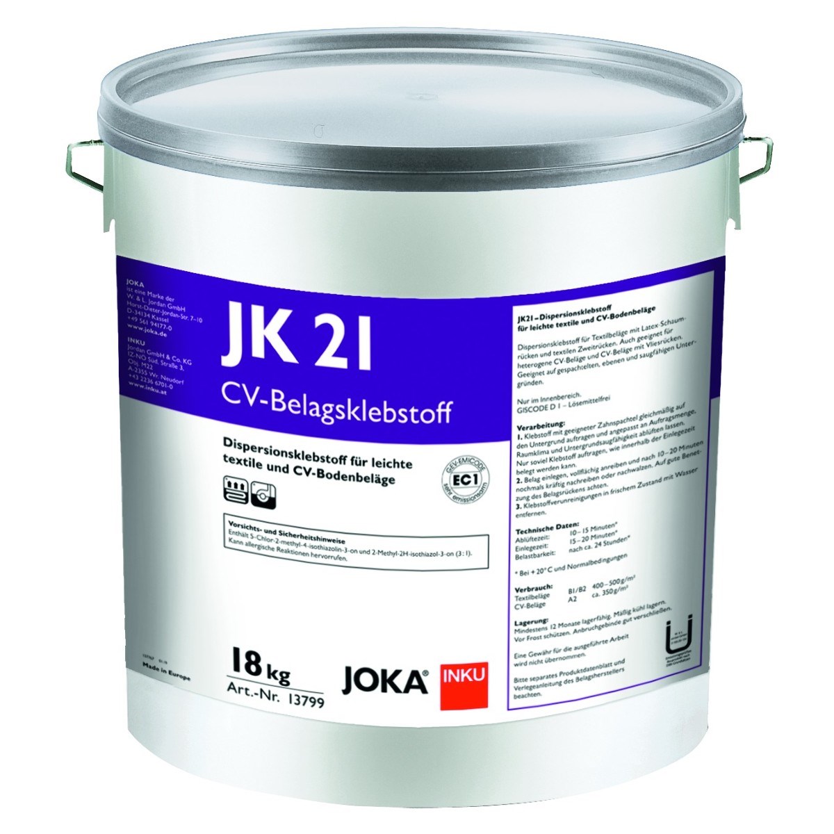 Afbeelding van JOKA JK21 CV-vloerlijm emmer à 18 Kg #13799